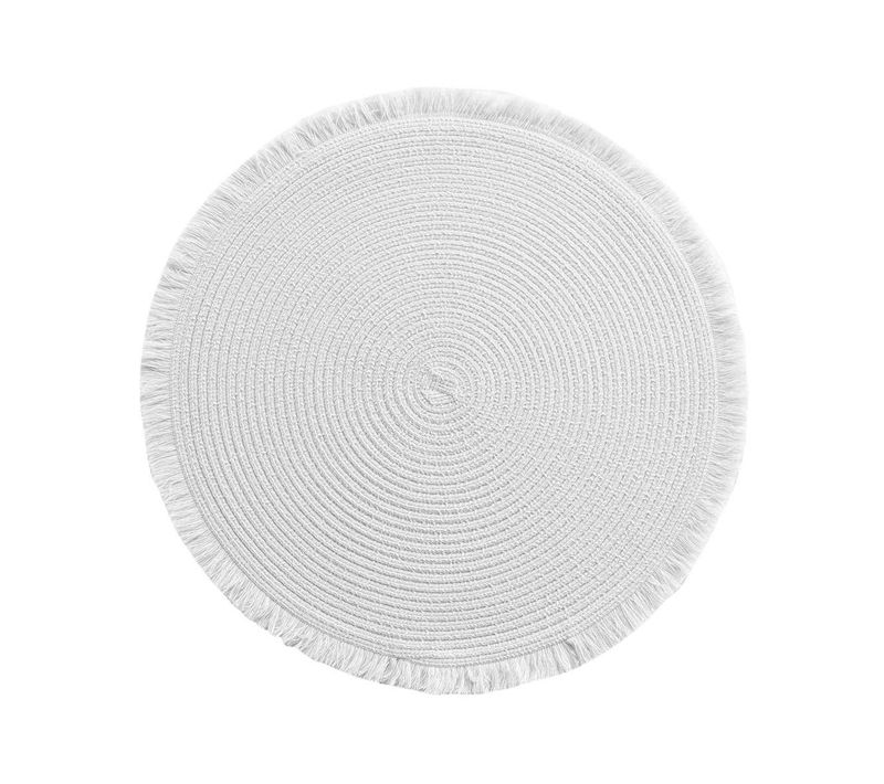 Set De Table Rond Avec Franges "falbala" 38cm Blanc