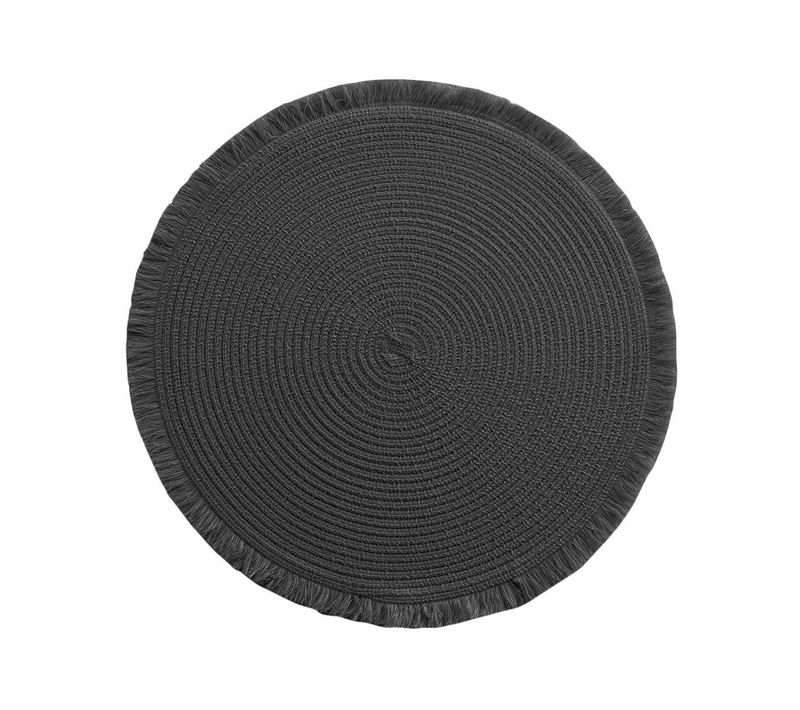 Set De Table Rond Avec Franges "falbala" 38cm Noir