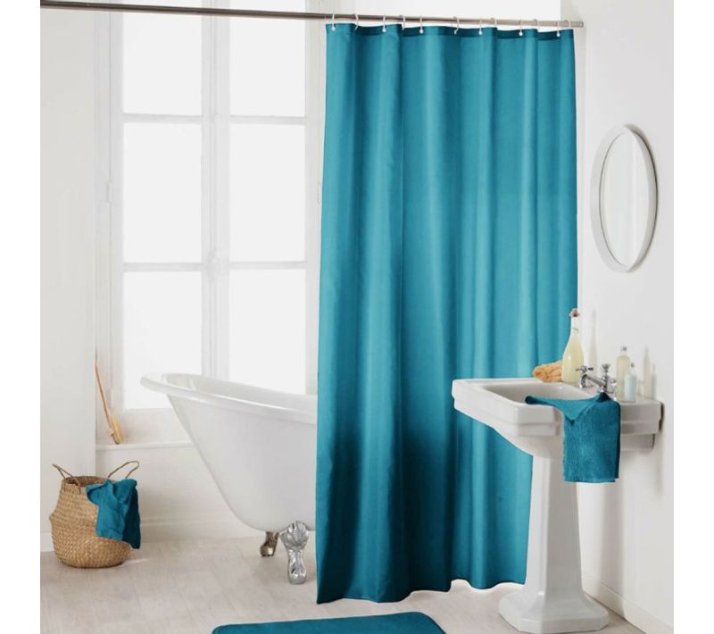 Rideau De Douche Uni "essencia" 180x200cm Bleu Pétrole