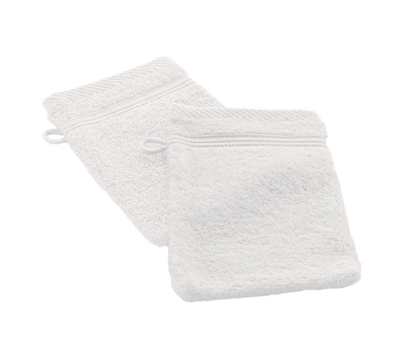 Lot De 2 Gants De Toilette "tendresse" 15x21cm Blanc