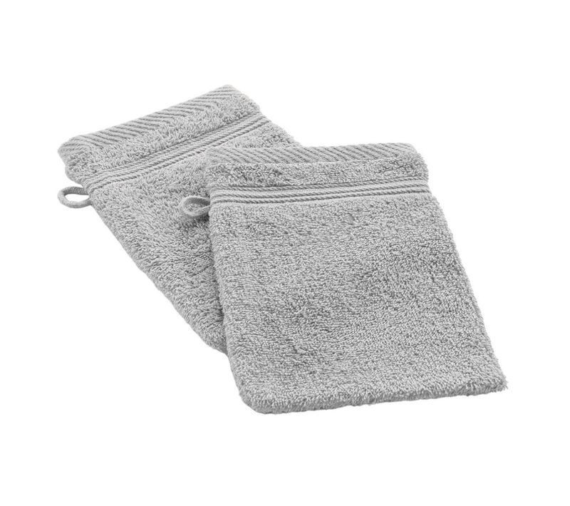 Lot De 2 Gants De Toilette "tendresse" 15x21cm Gris Perle