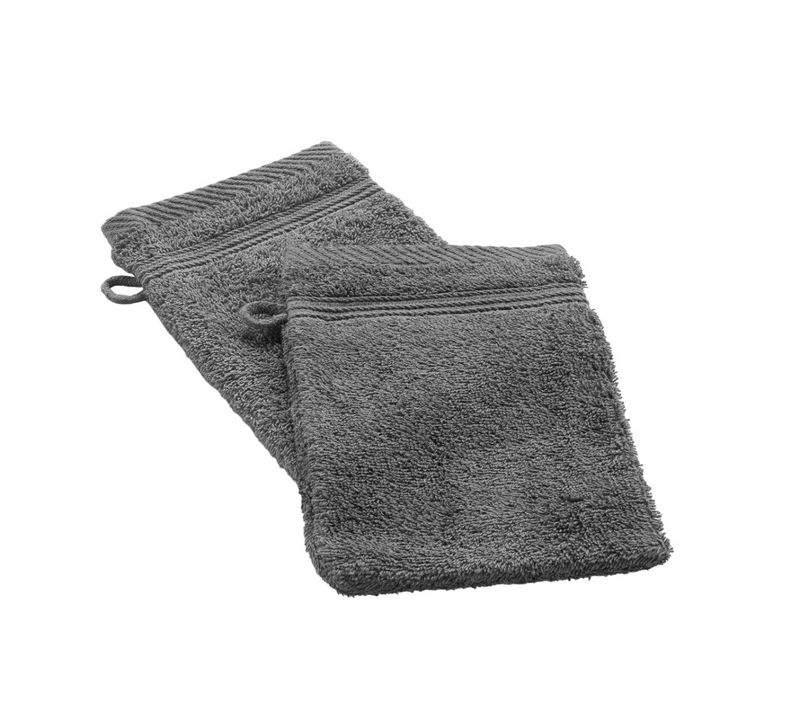 Lot De 2 Gants De Toilette "tendresse" 15x21cm Anthracite