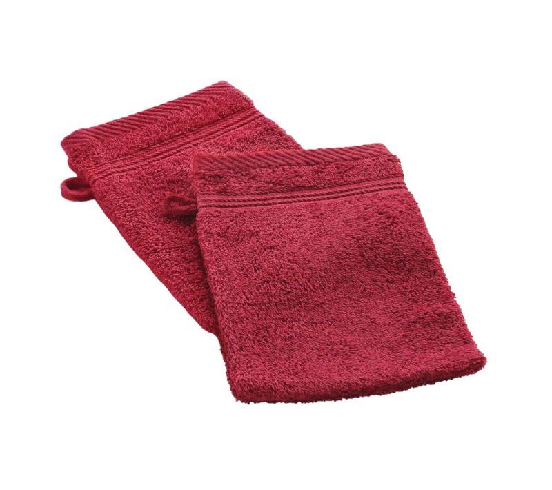 Lot De 2 Gants De Toilette "tendresse" 15x21cm Rubis