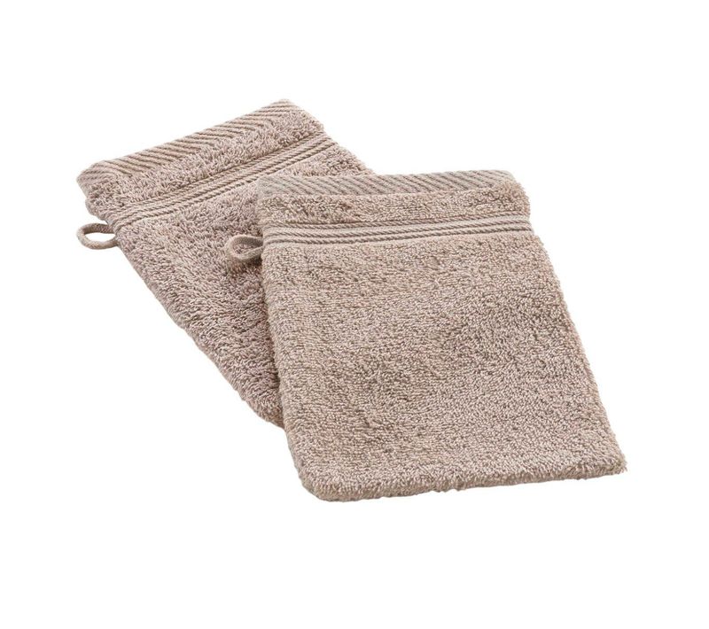 Lot De 2 Gants De Toilette "tendresse" 15x21cm Taupe