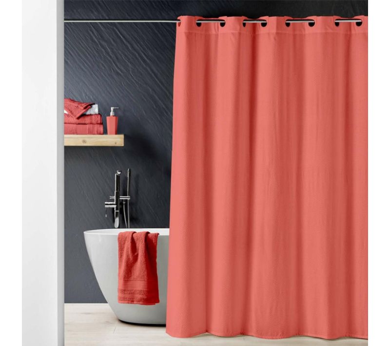 Rideau De Douche "dotty" 180x200cm Terracotta