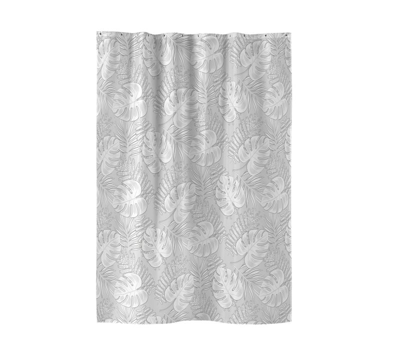 Rideau De Douche Avec Crochets - 180x200 Cm - Gris