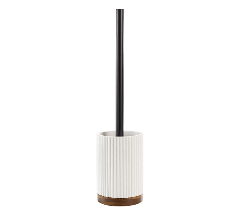 Brosse Wc En Acacia - 10x37 Cm - Blanc