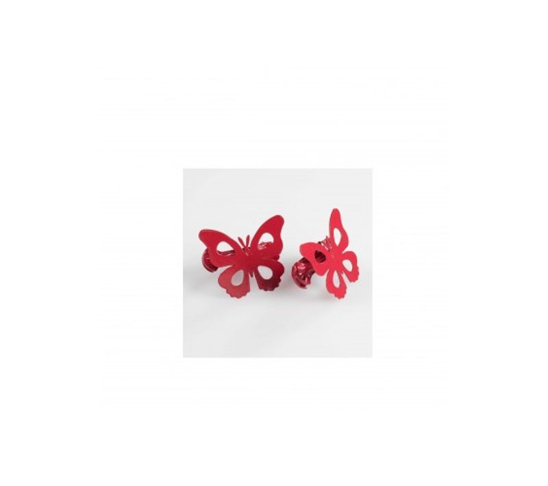 Paire D'embrasses "papillon" À Pince - 7 X 5.8 Cm - Rouge