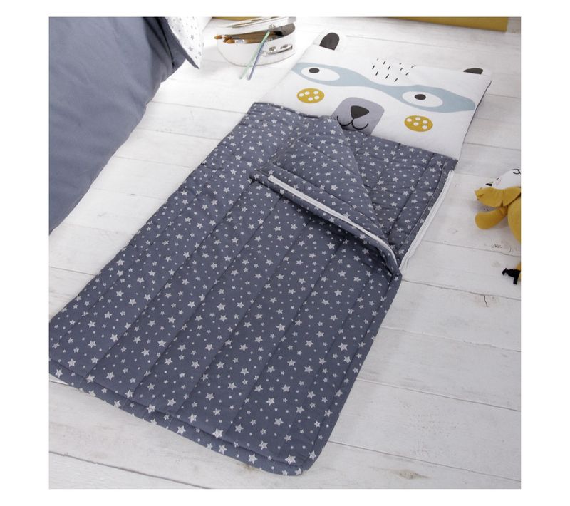 Sac De Couchage Imprimé Enfant Ours Polaire En Coton - Bleu - 62x142 Cm