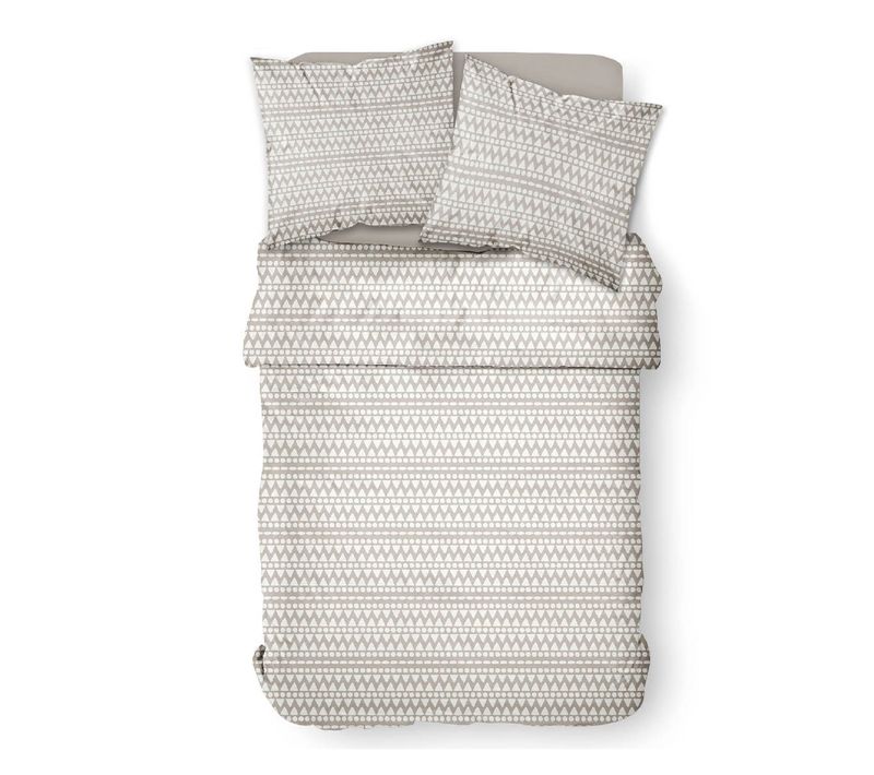 Parure De Lit Coton 2 Personnes Imprimé Ethnique Sunshine Gris