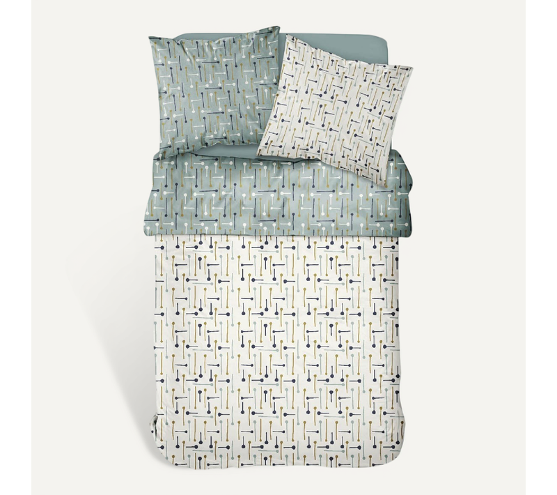 Parure De Lit Coton 2 Personnes Imprimé Graphique Sunshine 220x240 Cm Blanc
