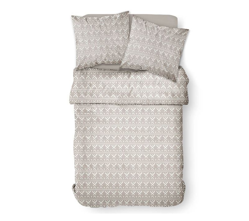 Parure De Lit Coton 2 Personnes Imprimé Ethnique Sunshine 220x240 Cm Gris