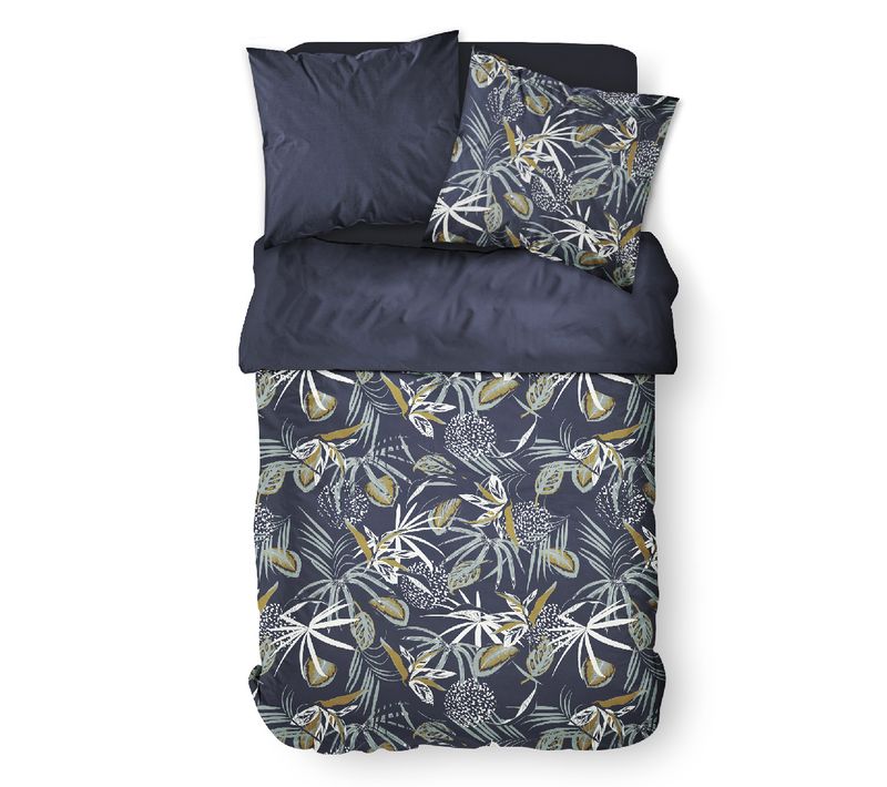 Parure De Lit 2 Personnes Imprimé Floral Coton Sunshine Will 220x240 Cm Bleu