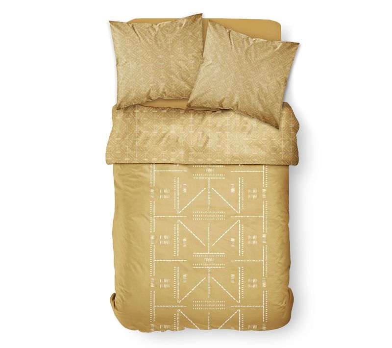 Parure De Lit 2 Personnes Imprimé Ethnique Coton Sunshine Kaeli 240x260 Cm Jaune
