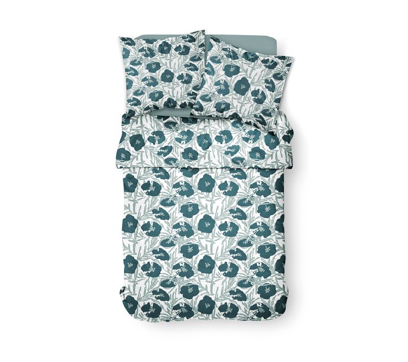 Parure De Lit Imprimé Graphique Coton Flanelle Blanc