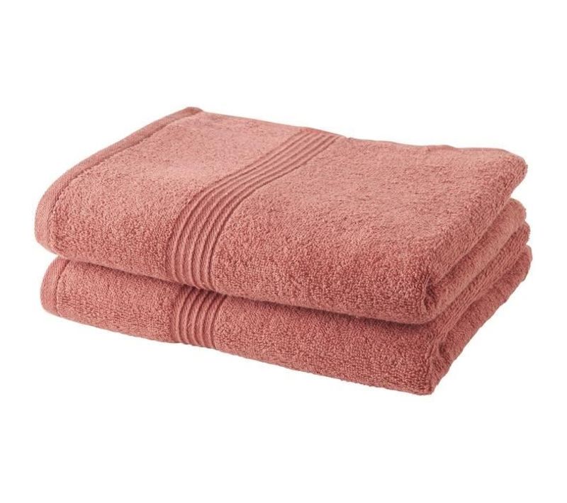 Lot De 2 Serviettes De Bain 100% Coton - 50 X 100 Cm - Terracotta