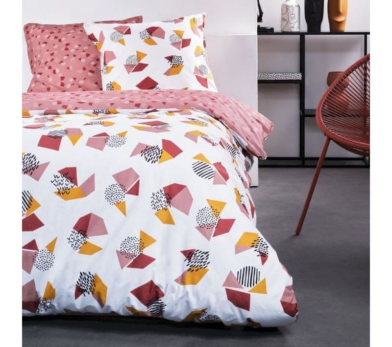 Housse De Couette 220x240 Cm Coton + 2 Taies 63x63 Cm — Réversible,