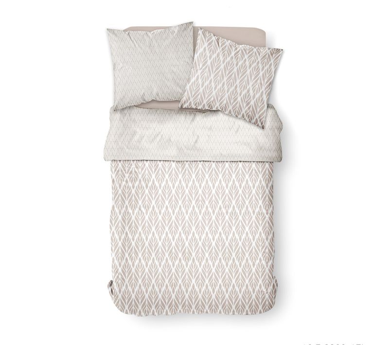 Parure De Lit Coton 2 Personnes Imprimé Floral Sunshine Lison 240x260 Cm Beige