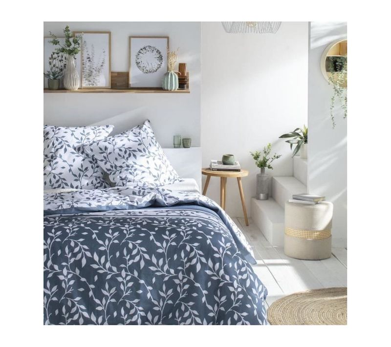 Parure De Lit Flower Garden 240x260 Cm Bleu Gris