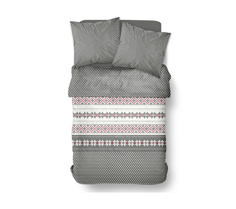 Parure De Lit Imprimé Pois Coton Flanelle Marron