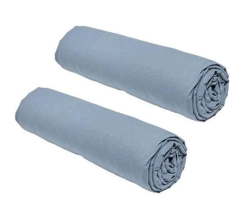 Lot De 2 Draps Housses Essential - 140 X 190 Cm - 2 Personnes - 100% Coton - Denim