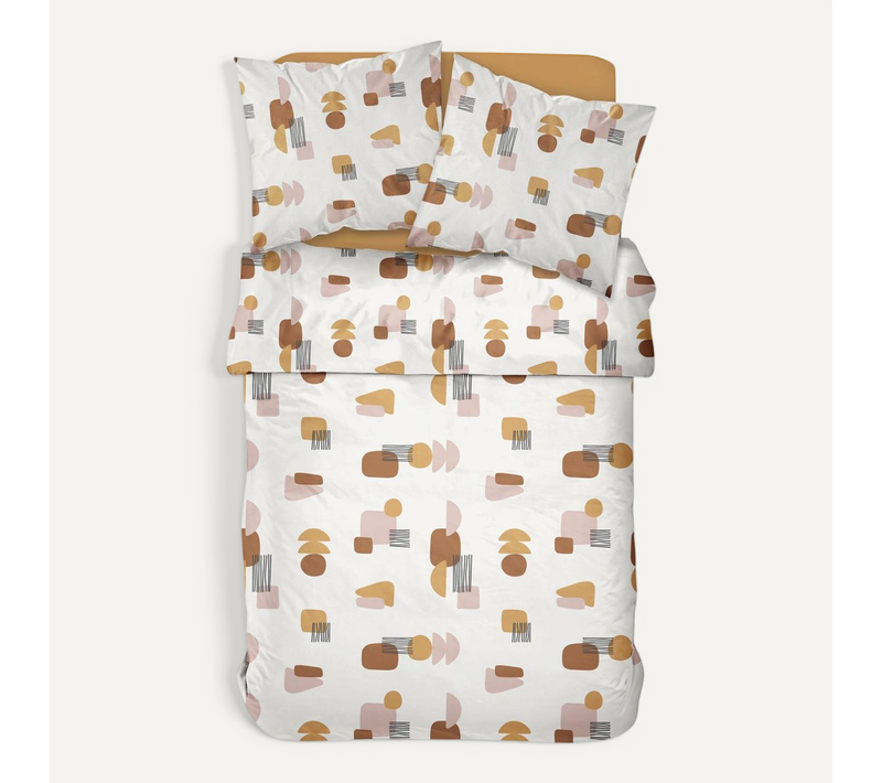 Parure De Lit Imprimé Graphique Coton Retro Mood 63x63 Cm Blanc