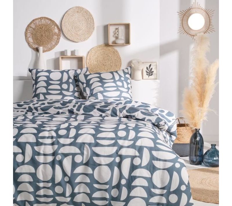 Parure De Lit - Housse De Couette 220x240 + 2 Taies D'oreiller - 100% Coton57 Fils - Sunshine 14.22