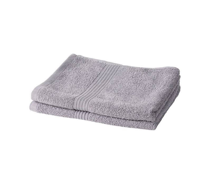 Lot De 2 Serviettes De Toilette Coton Uni Essential Gris Clair