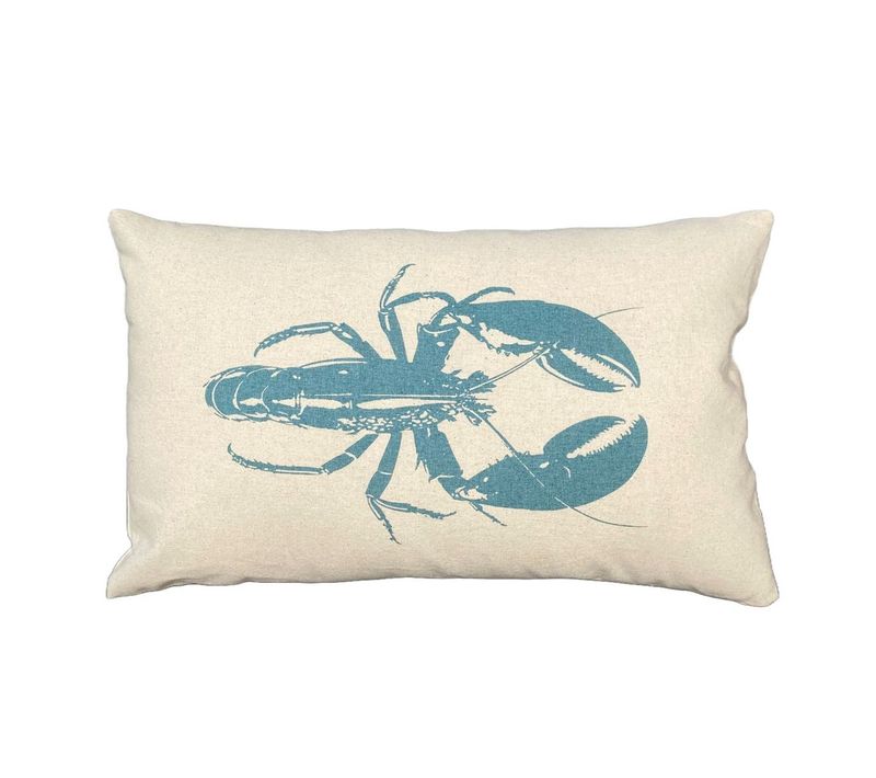 Coussin Rectangulaire Imprimé Coton Beach House Homard Bleu
