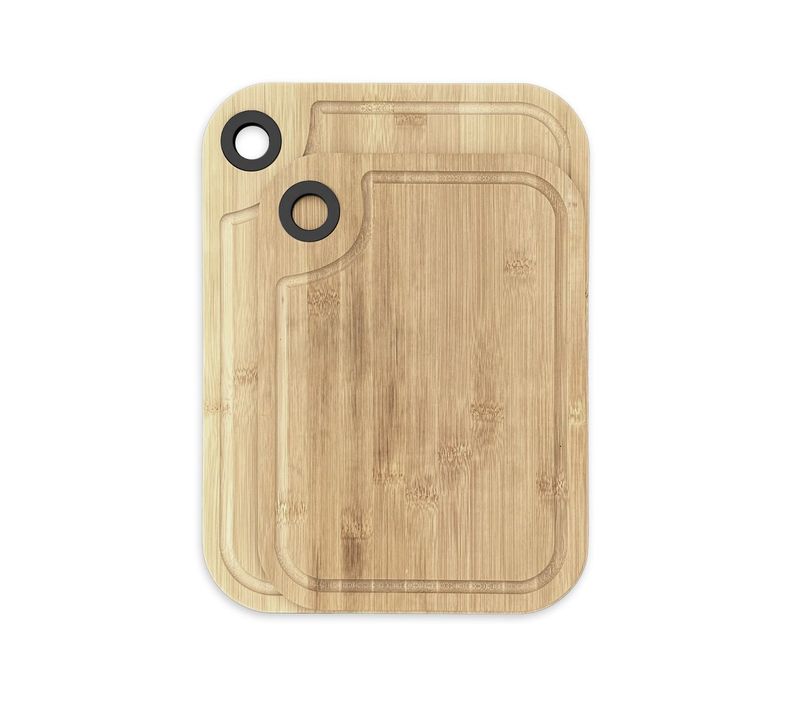 Lot De 2 Planches à Découper En Bois Et Silicone Kitchen Noir