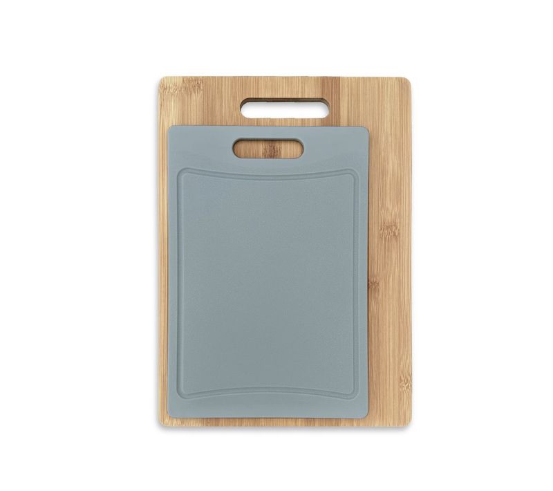 Lot De 2 Planches à Découper En Bois Et Silicone Kitchen Bleu