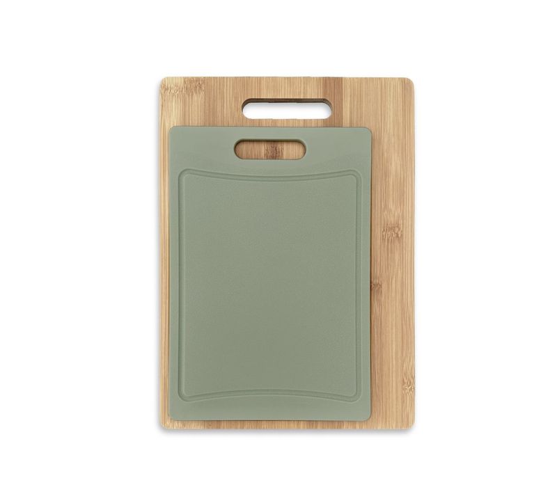 Lot De 2 Planches à Découper En Bois Et Silicone Kitchen Vert