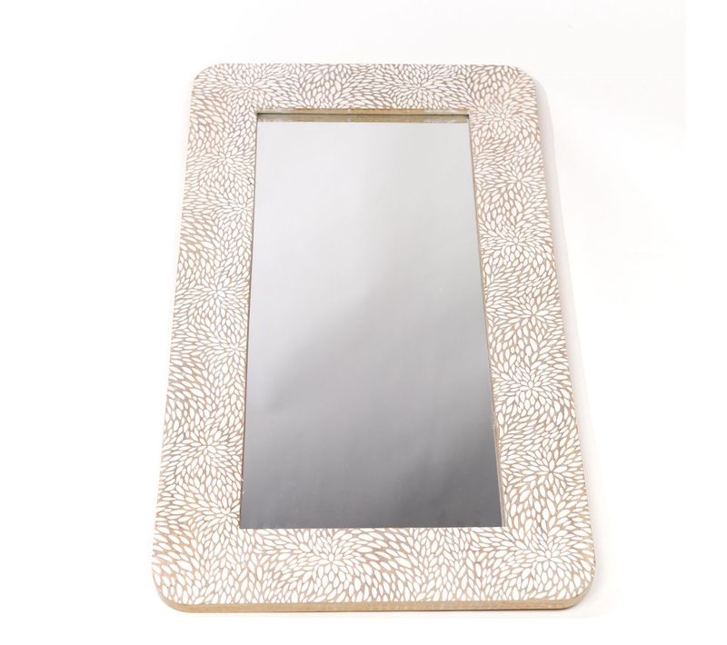 Miroir Sculpté Motif Devant Bois Mango Wood Beige