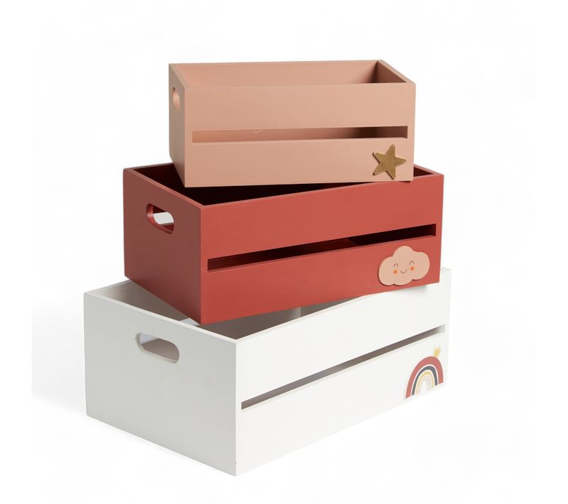 Lot De 3 Caisses La Tete Dans Les Nuages Rose