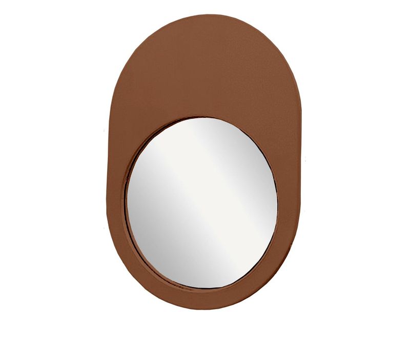 Miroir Mural Ovale En Bois Moka Marron