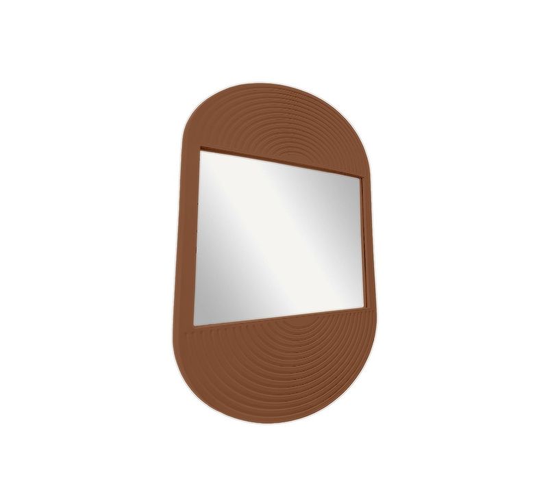 Miroir Mural Ovale En Bois Moka Marron