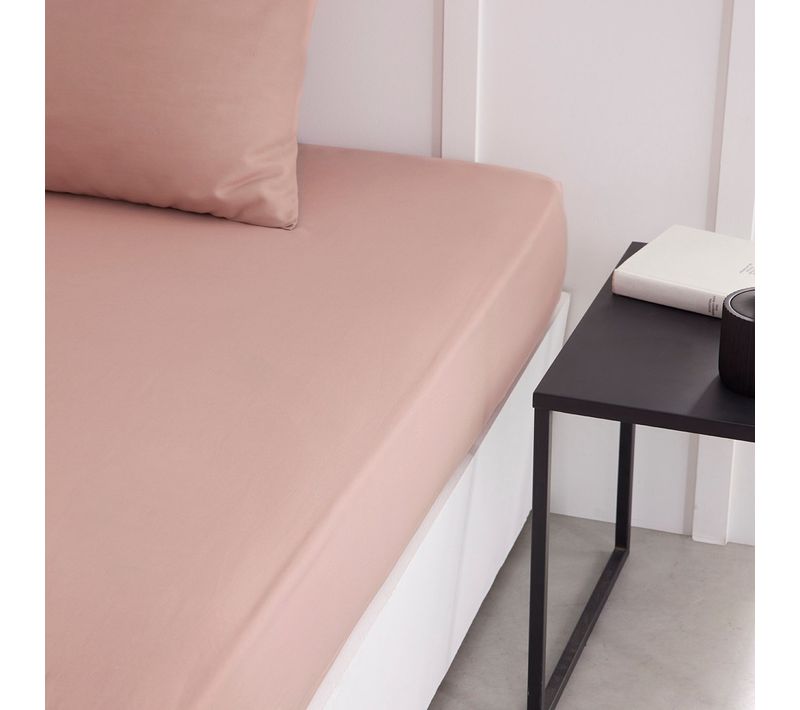 Drap Housse 2 Personnes Uni Coton Essential 180x200 Cm Rose