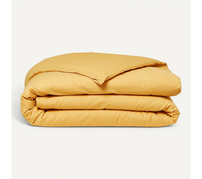 Housse De Couette Lit Simple "essential" En Coton - Jaune - 140 X 200 Cm