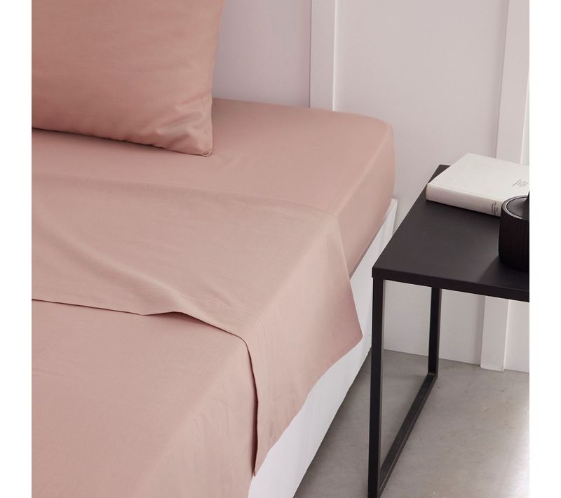 Drap Plat Pour Lit 2 Personnes Uni Essential Rose