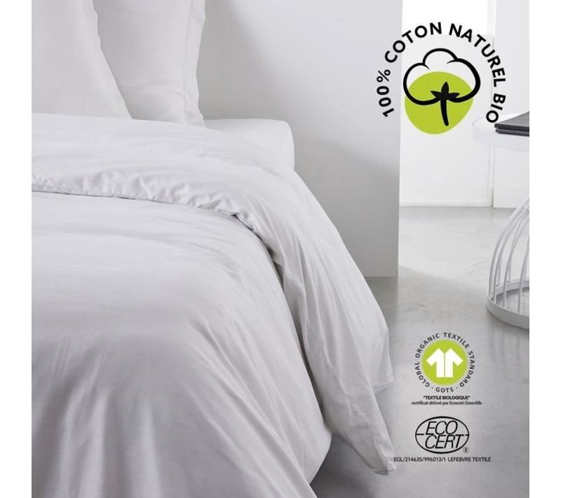 Housse De Couette - 220 X 240 Cm - Coton - Organic Craie