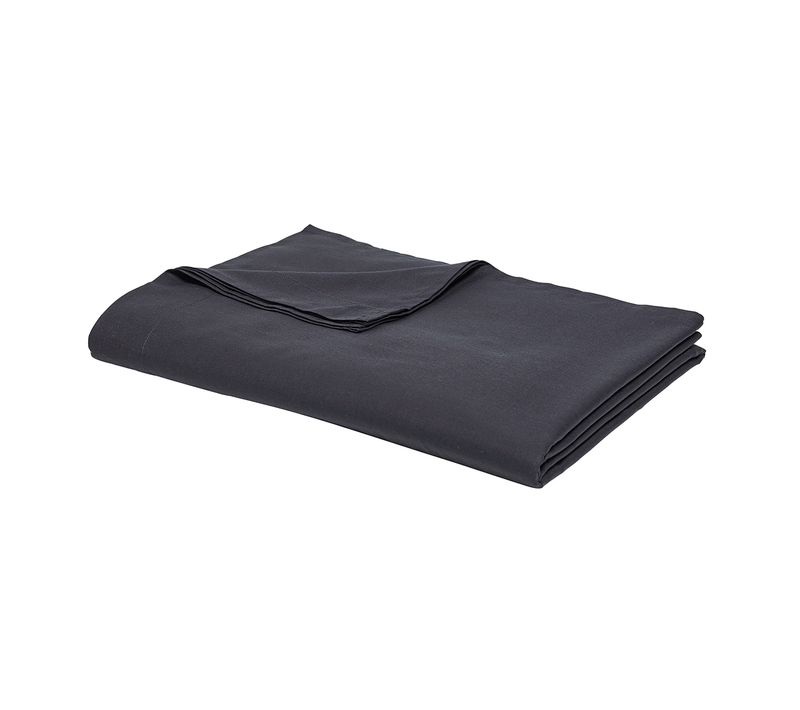 Drap Plat En Coton Bio "organic" - Gris Fusain - 180 X 290 Cm