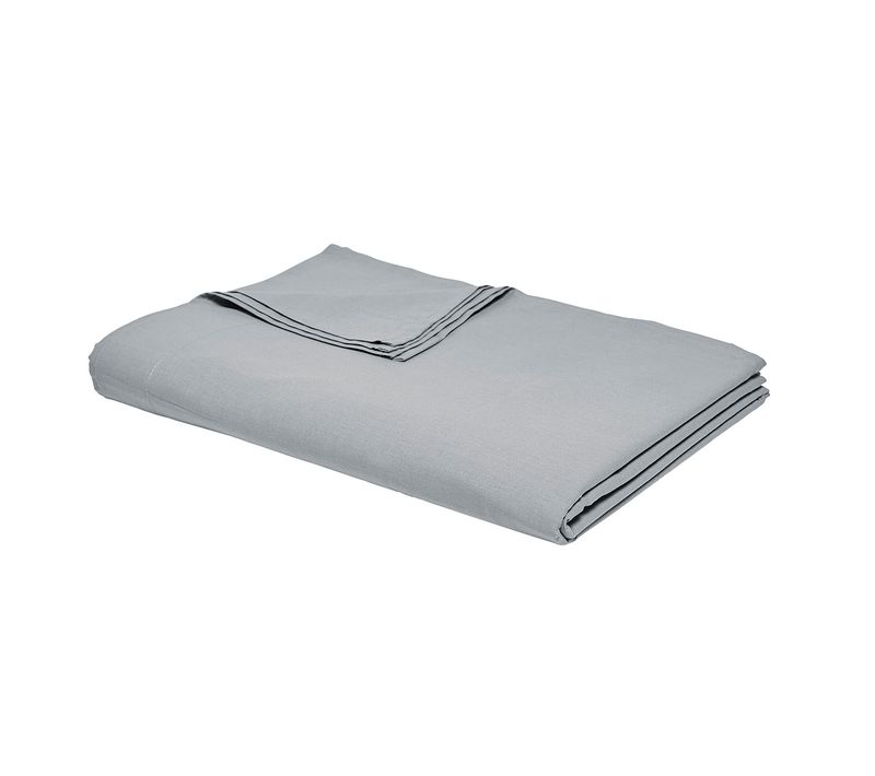 Drap Plat En Coton Bio "organic" - Gris Acier - 180 X 290 Cm