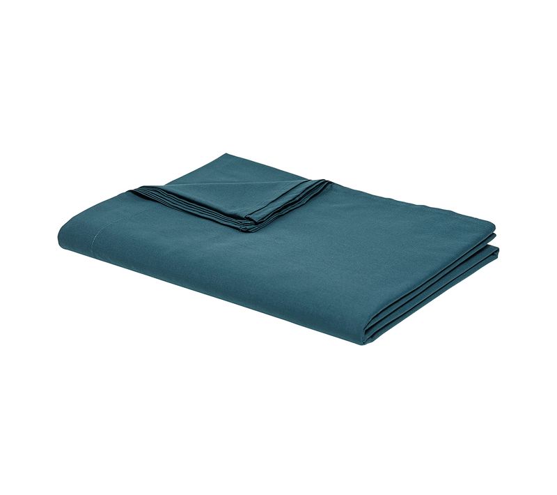 Drap Plat Lit Simple "organic" En Coton Bio - Bleu Paon - 180 X 290 Cm