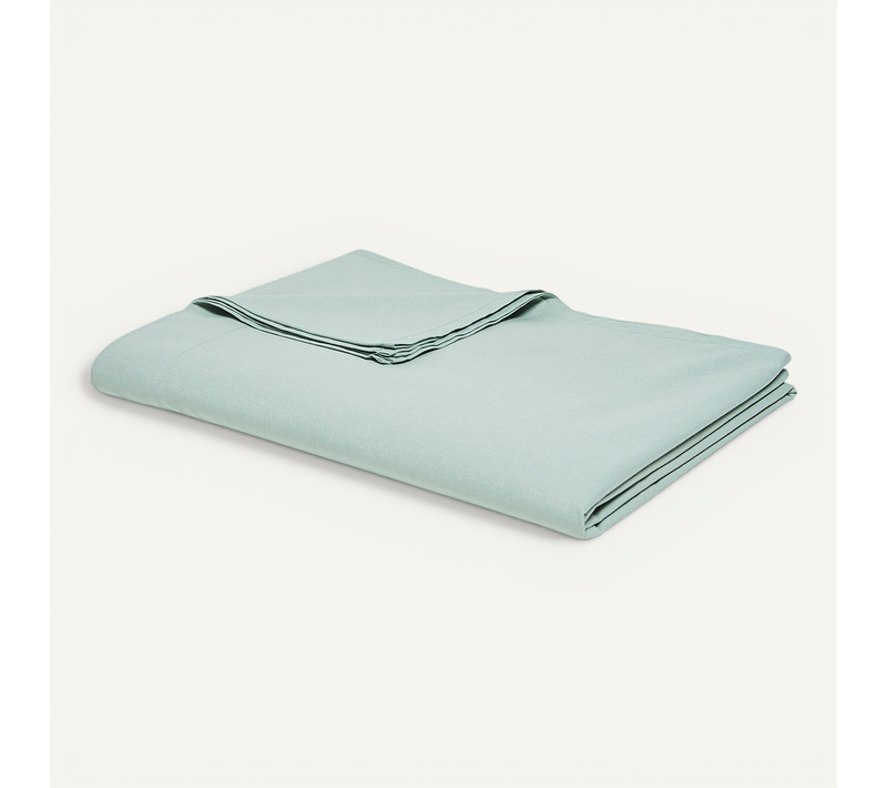 Drap Plat Lit Simple "organic" En Coton Bio - Vert Celadon - 180 X 290 Cm