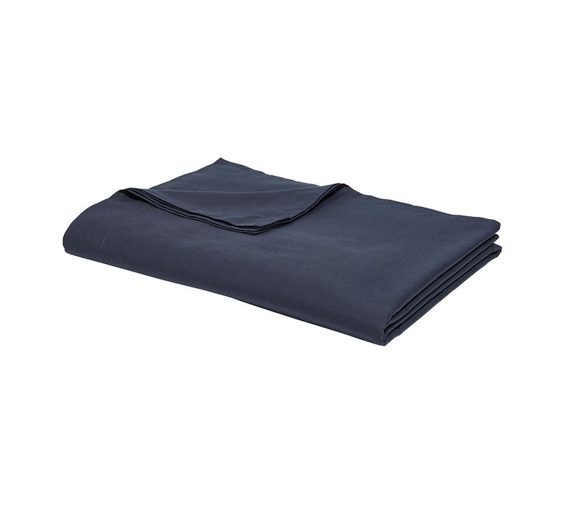 Drap Plat Lit Simple En Coton - Bleu Marine - 180 X 290 Cm