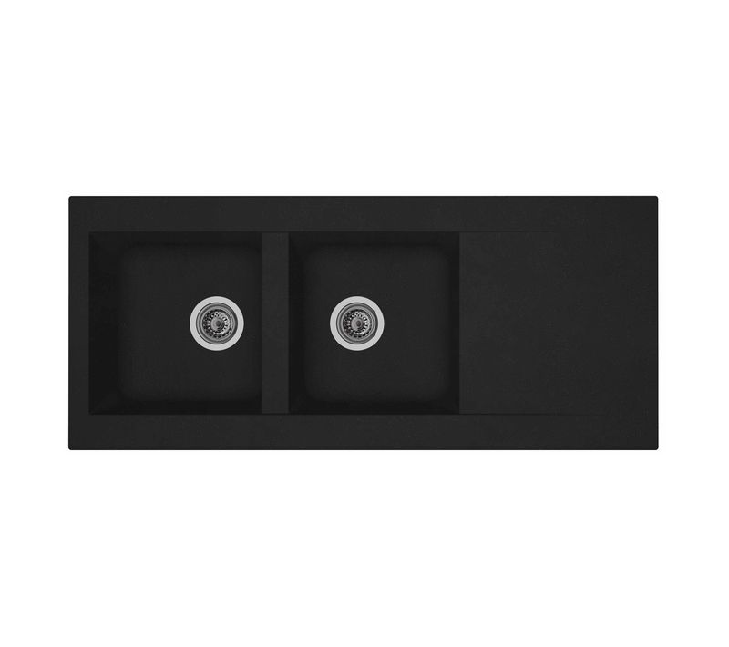 Evier résine 2 bacs 116x50 cm EINNA Noir