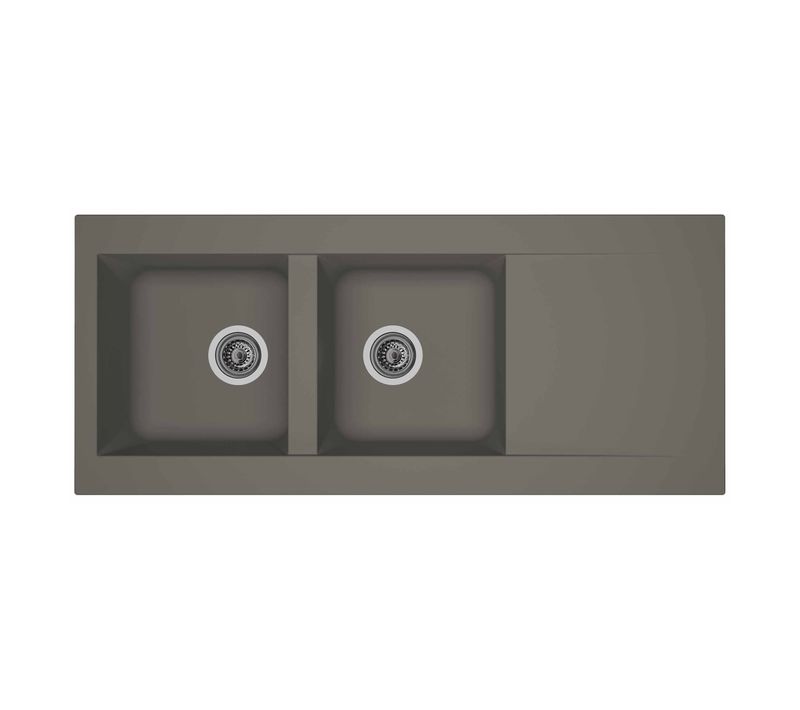 Evier résine 2 bacs EINNA 116 x 50 cm gris