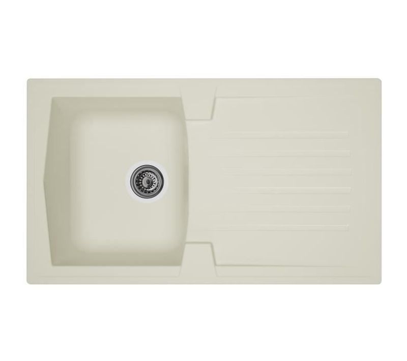 Evier De Cuisine À Encastrer 1 Bac + 1 Égouttoir Arena Résine 86 X 50 Cm Blanc