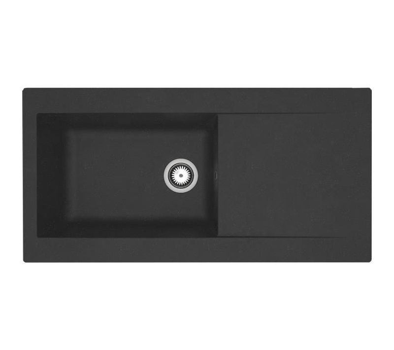 Evier à Encastrer En Résine 1000 X 500 Mm 1 Grande Cuve - Noir - Lierra - Fabrication Française