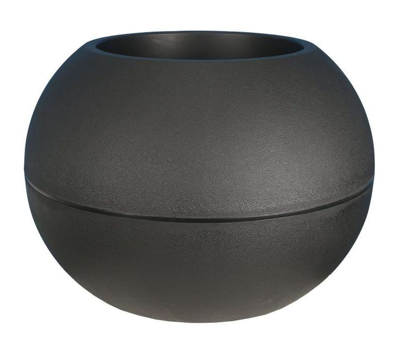 Pot De Fleurs Rond Effet Granit D50 - Noir, D.50 Cm, 18 L, Polypropylène